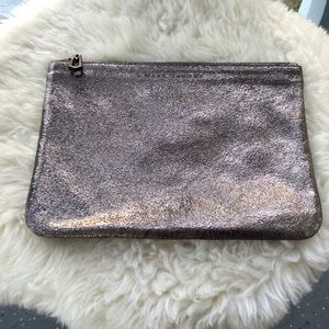 Marc Jacobs 100% Metallic Leather Top Zip Signature Clutch